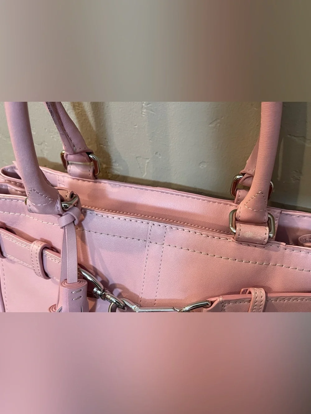 Coach Soft Pink Structured Leather Tote Bag - Women's Handbag y2k carryall